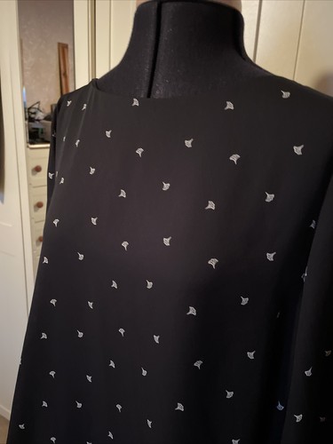 ESPRIT Ladies Black Chiffon Patterned 3/4 Sleeve Lined Blouse Top Size 10 NEW - Picture 2 of 9