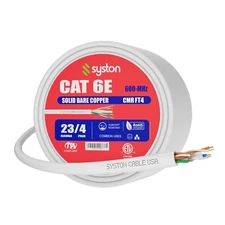Syston Cat 6E Ethernet Network Cable 600MHz 23AWG UTP Solid Copper Wire-CMR Bulk
