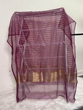 Printed Organza Plum Dupatta Chunri Shawl Wrap Stole