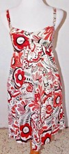Ann Taylor Loft Womens Dress Size 2 Paisley Floral Red Sleeveless Pockets Party