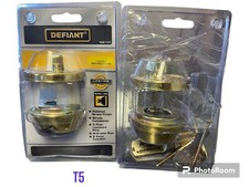 2 Defiant Single Cylinder Deadbolt Door Lock in Polished Brass Keyed One Side