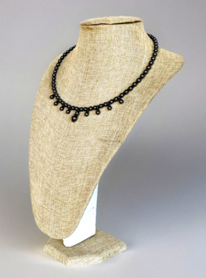 Vintage Hematite Bead Adjustable Spring Tension Choker-Necklace Artisan Made