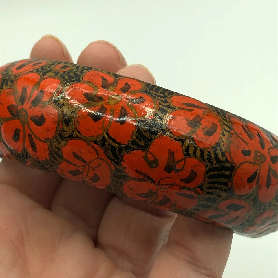 Brazalete Orangular Floral Decorado Pulsera Madera, Naturaleza, Navidad Boho Retro Foto 3 de 4