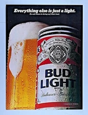Bud Light Everything Else Is Just A Light Vintage 1986 Original Print Ad 8.5x11"