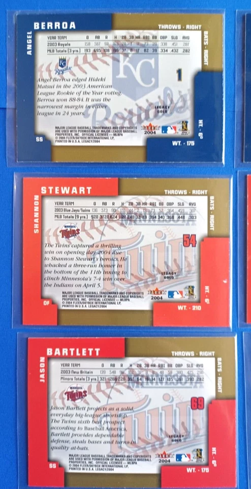 LOTE DE 6 2004 FLEER LEGACY BÉISBOL PARALELOS DORADOS BANCARROTA SIN NÚMEROS Foto 4 de 4