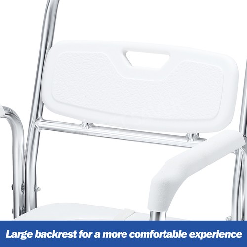 Commode Shower Chair Toilet Wheelchair 3 in 1 Bath Stool Bathroom Bedside Seat - Picture 8 of 12