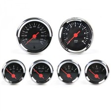 6 Gauge Kit Sae Og Classic Black Orange V Needles Chrome Trim Instrument Custom