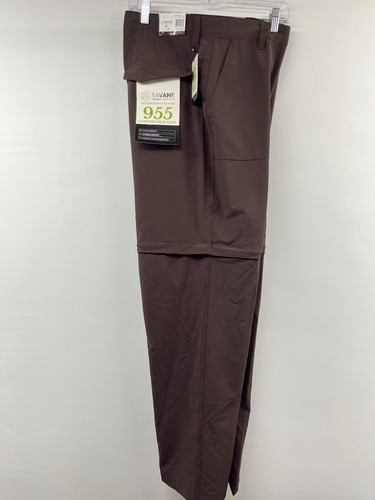 Savane Men's Size 34x32 955 Convertible Zip-Off Pants Brown Ripstop Stretch NWT