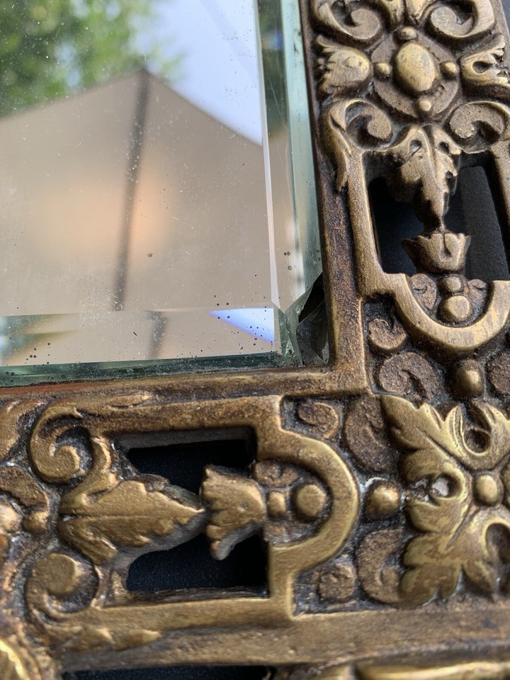 Antique Bradley & Hubbard Pair Brass/Bronze Beveled Mirror 2 Candle