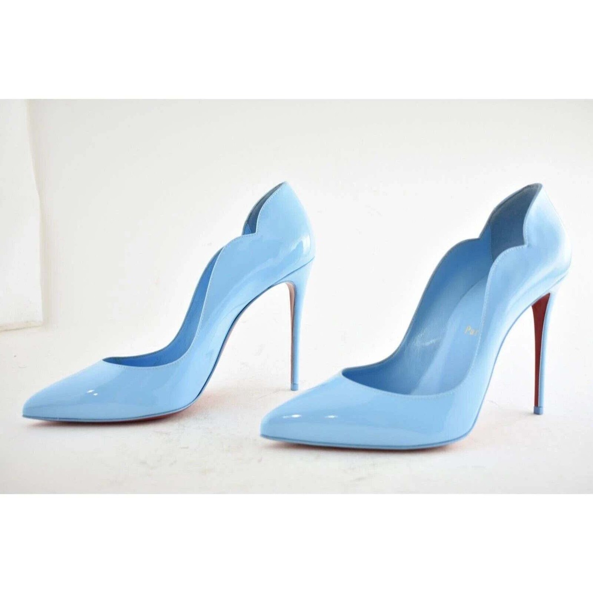 Christian Louboutin Hot Chick 100 Blue Splash Lining Patent