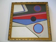 VINTAGE OIL PAINTING LARGE EXPRESSIONISM 1960's CUBIST CUBISM MODERNISM VILLEGAS