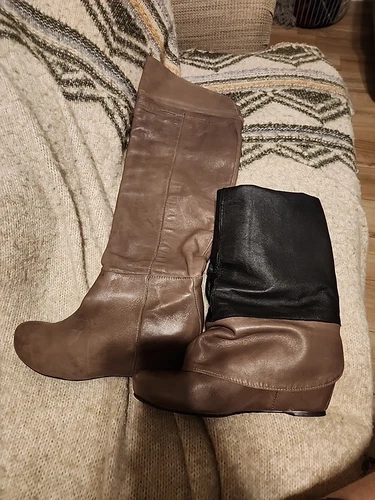 Luca Stefani Size 37 (US 6.5/7) Brown Leather Knee High Medium Heel Boots