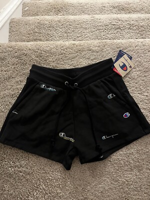 ウェア CHAMPION /  REVERSE WEAVE SWEAT SHORTS NEW Champion Women's Reverse Weave Sweat Shorts Black Logo AOP