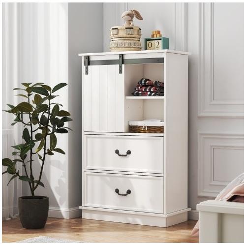51'' Farmhouse Drawer Chest with Sliding Door - Picture 7 of 11