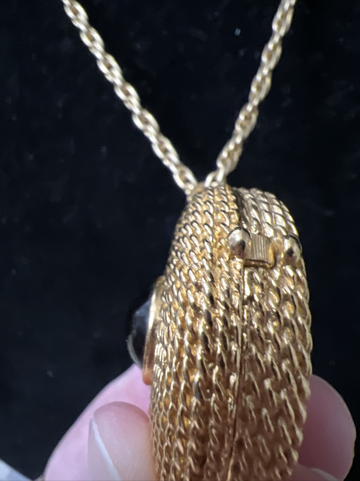 Signed Beeline Gold Tone (empty) Solid Perfume Ho… - image 6