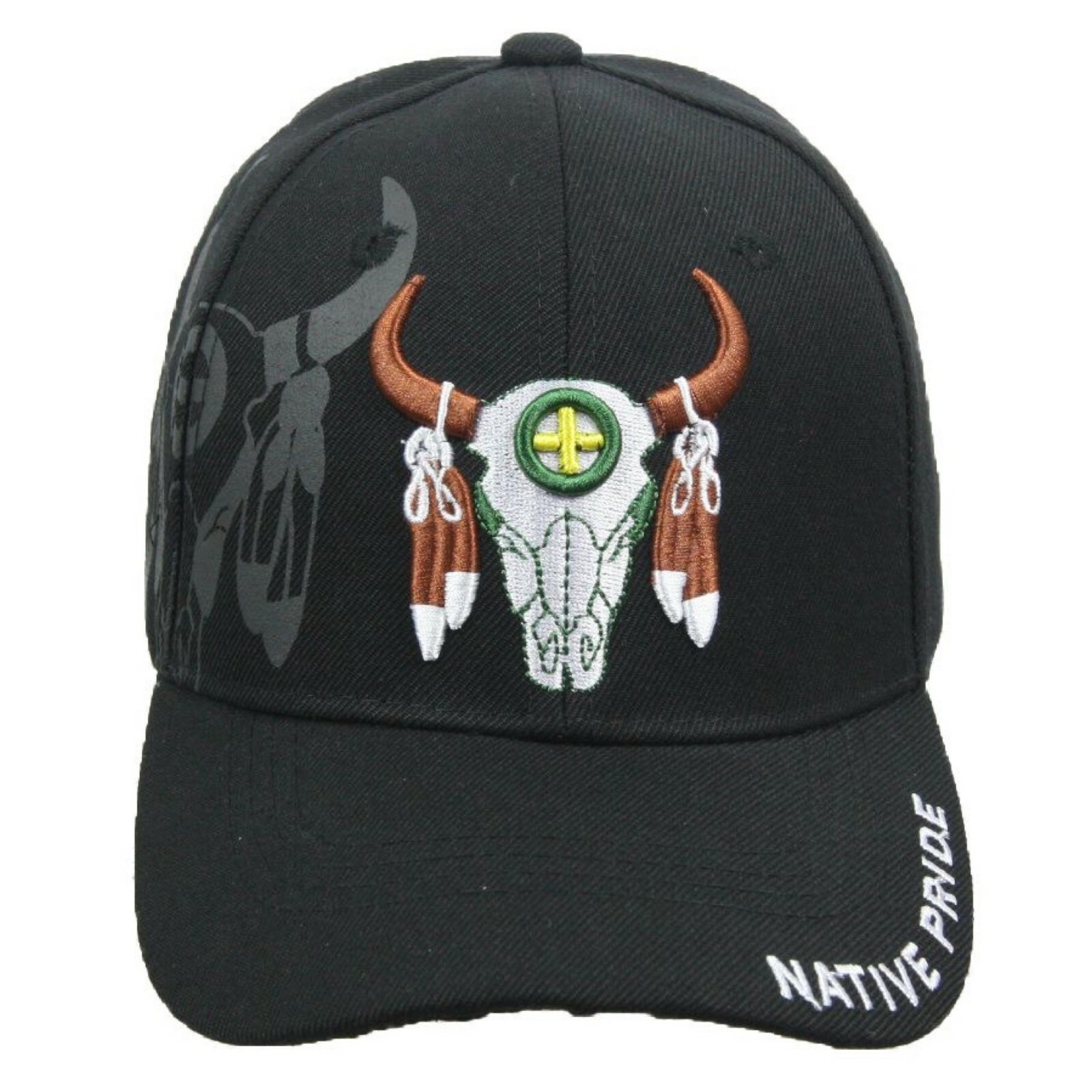 Native Pride Bull Sun Hat - Hip Hop Baseball Cap for Outdoor Hiking Fishing-image