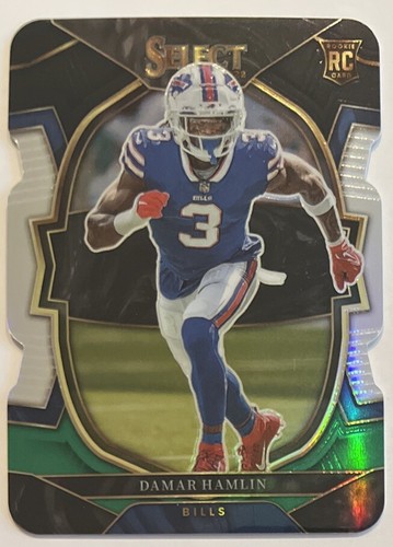 Damar Hamlin 2022 Panini Select Black & Green Prizm Die-Cut RC #100 Bills ESE