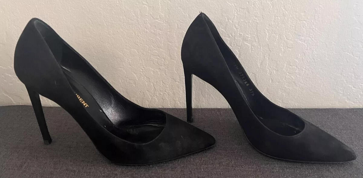 Saint Laurent Zoe 105 Suede Leather Pumps Black 37.5 EU or 6.5 US