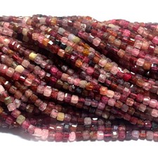 High Quality Natural Pink Red Spinel Edge Cube Faceted Small Necklaces Beads