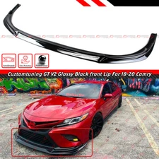 For 18-20 Toyota Camry SE XSE CTM V2 Design Gloss Blk Front Bumper Lip Splitter
