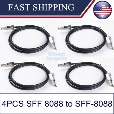 Lot of 4 for Dell Mini SAS Cable 0W390D 2m SAS SFF-8088 to SFF-8088 Cable