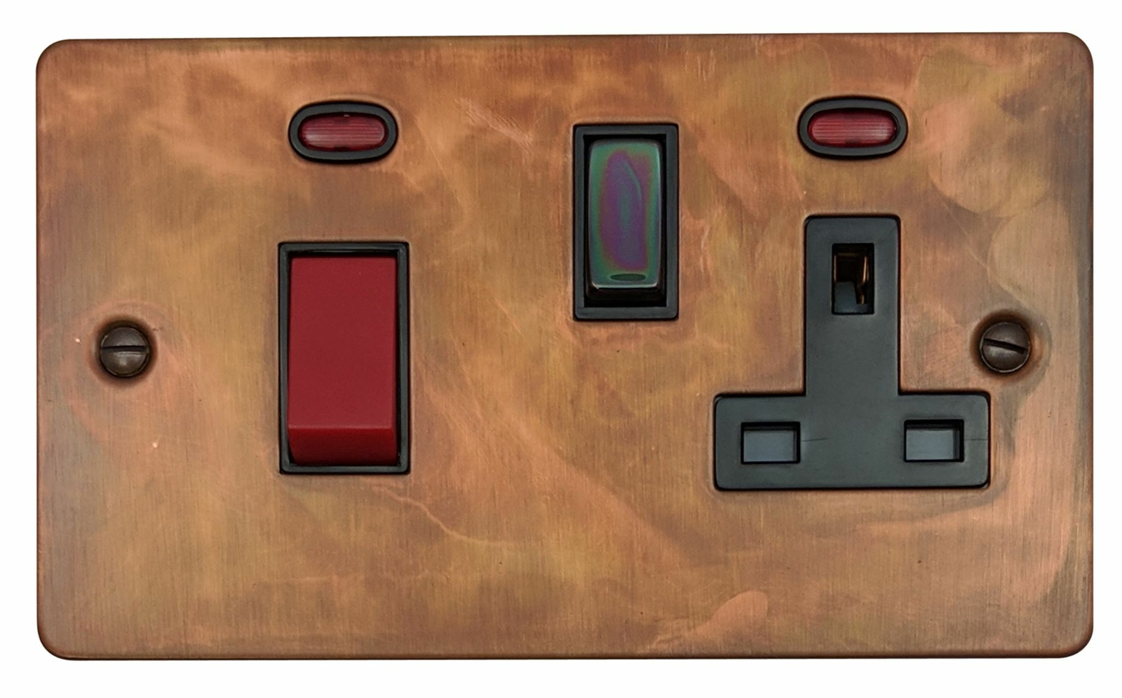 G&H FTC329 Flat Plate Tarnished Copper 45A DP Cooker Switch & 13A Socket