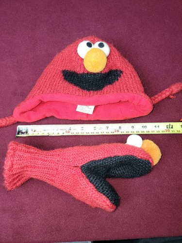 Elmo beanie + mitts Delux wool blend hand made warm knit M/L ski outdoor youth - Picture 12 of 12