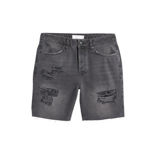 Pantalones Cortos Denim Topshop-Hombres Rasgados Ajustados Lavados Negros Talla-28 Nuevos con Etiquetas - Imagen 2 de 9