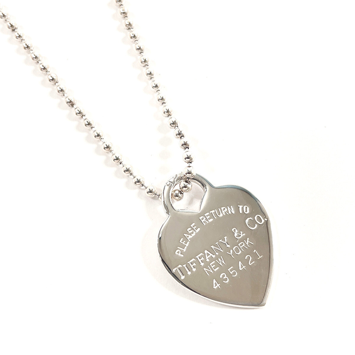 TIFFANY&Co. Necklace Return to Heart tag Ball chain long Silver925 
