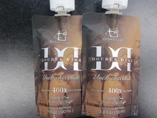 2 POUCHES DOUBLE DARK BLACK CHOCOLATE 400X BRONZER 3.4 OZ  TANNING LOTION