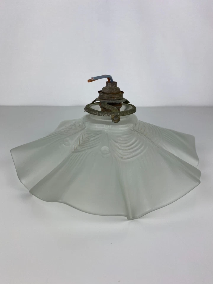 Tulipe vintage avec griffe de fixation, suspension scandinave en pâte de verre  - Photo 4/4