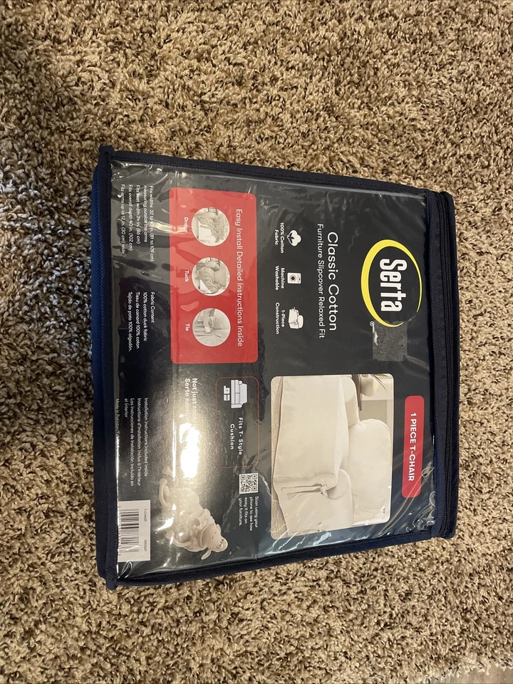 FUNDA PARA MUEBLES DE ALGODÓN CLÁSICA SERTA - AJUSTE RELAJADO, AZUL Foto 2 de 3