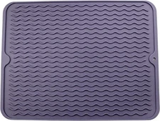 Silicone Drying Mat 16"x12" Purple Grooved Heat-Resistant Non-Slip BPA-Free