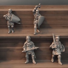 Early 100yr War Knights X4 28mm Medieval Wargame and Display Miniatures