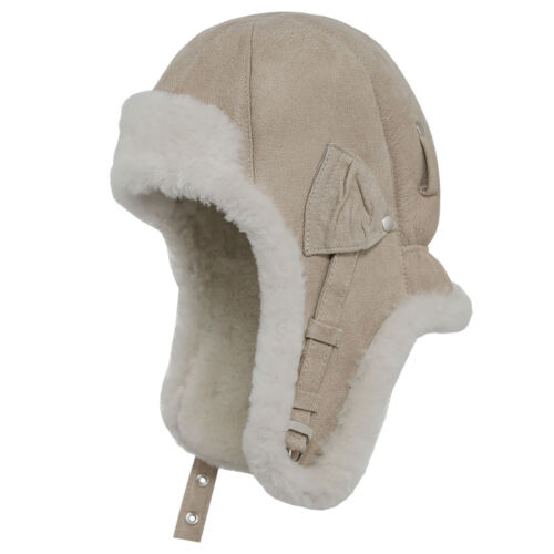 Berretto da caccia invernale Sterkowski BOMBER vera pelle di shearling pilota chapka uomo - Foto 7 di 9