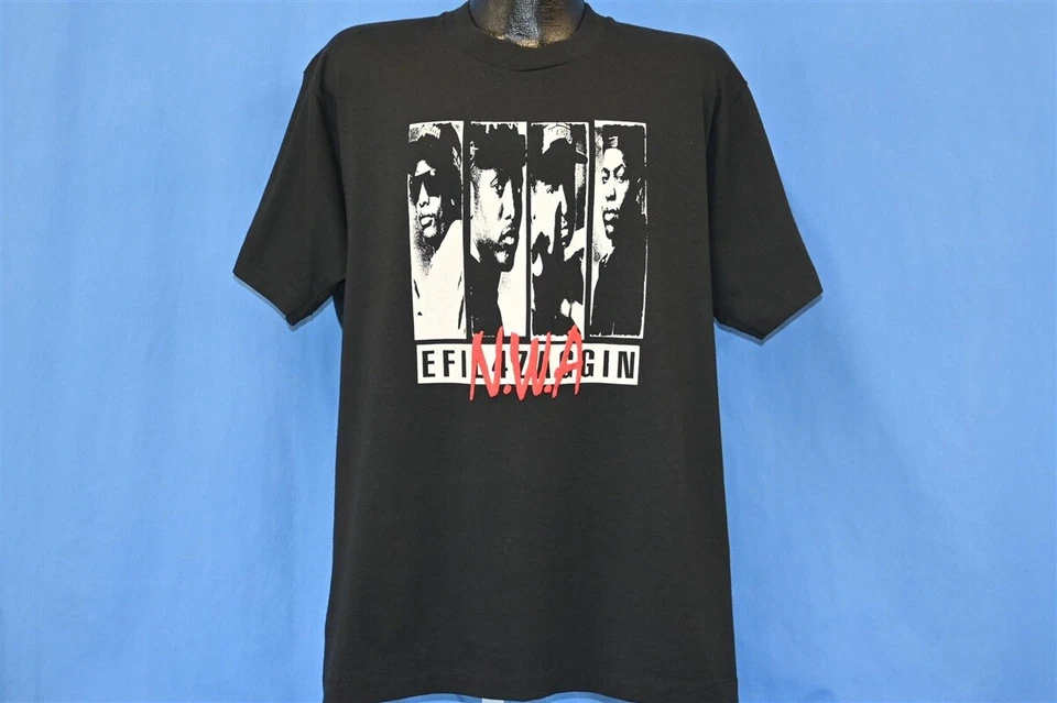 Camiseta vintage anos 90 NWA EFIL4ZAGGIN RAP HIP HOP DR DRE EAZY-E MCREN DJ YELLA GG - Imagem 2 de 3