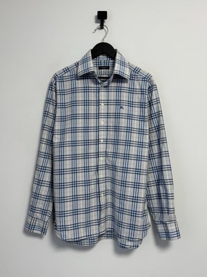 Vintage Burberry Nova Check Long Sleeve Blue Shirt Size 16 41