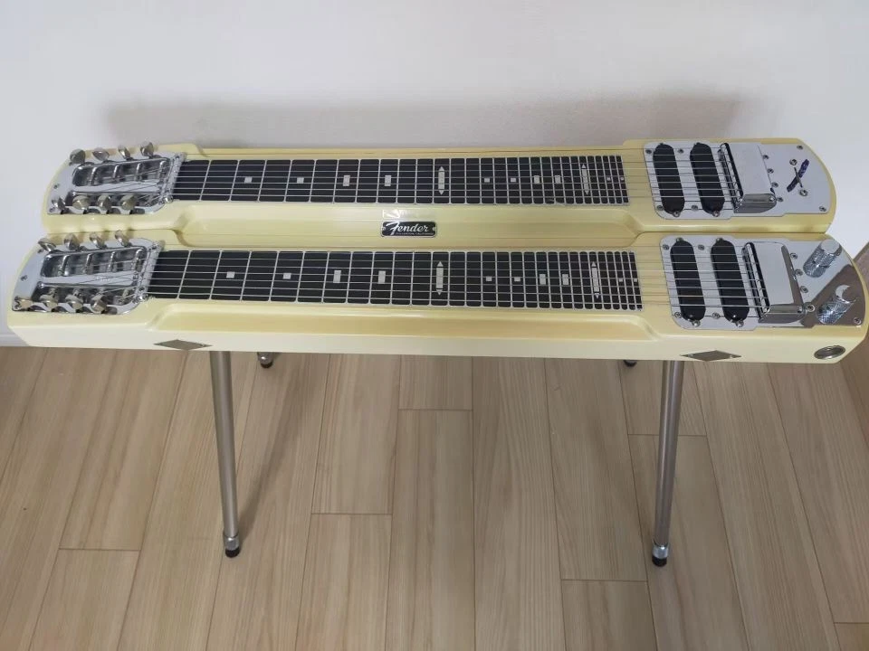 Fender 8 String Double Neck Steel Guitar Hawaiian with Hard Case Stand - Image 2 of 4