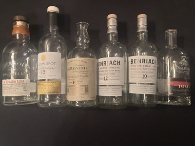 Lot Of Empty Scotch/Irish Whiskey Bottles Balvenie Yellow Spot Benriach