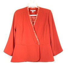 CAbi Jane Jacket Style 216 Womens Size 4 Grenadine Orange Crossover Wrap Peplum
