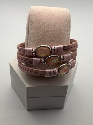 Ryze Party Vegan Leather Bracelet Wrap Wristband Pink With Magnetic Clasp