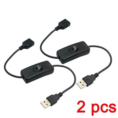2PCS USB Cable with On Off Switch 30cm for Power and Data Transmission