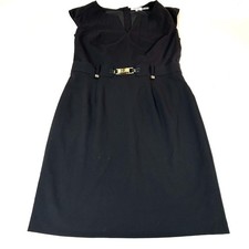 Calvin Klein Women’s Size 10 Dress Fitted Formal Black Gold Sheath Pleated #3105