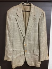 Rare 80's OLD GUCCI Tailored Jacket Linen Silk Check Pattern Vintage Luxury