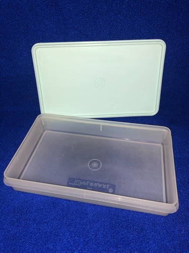 Vintage Tupperware Rectangular Bacon Deli Cold Cuts Keeper Mint Green & Clear - Picture 3 of 3