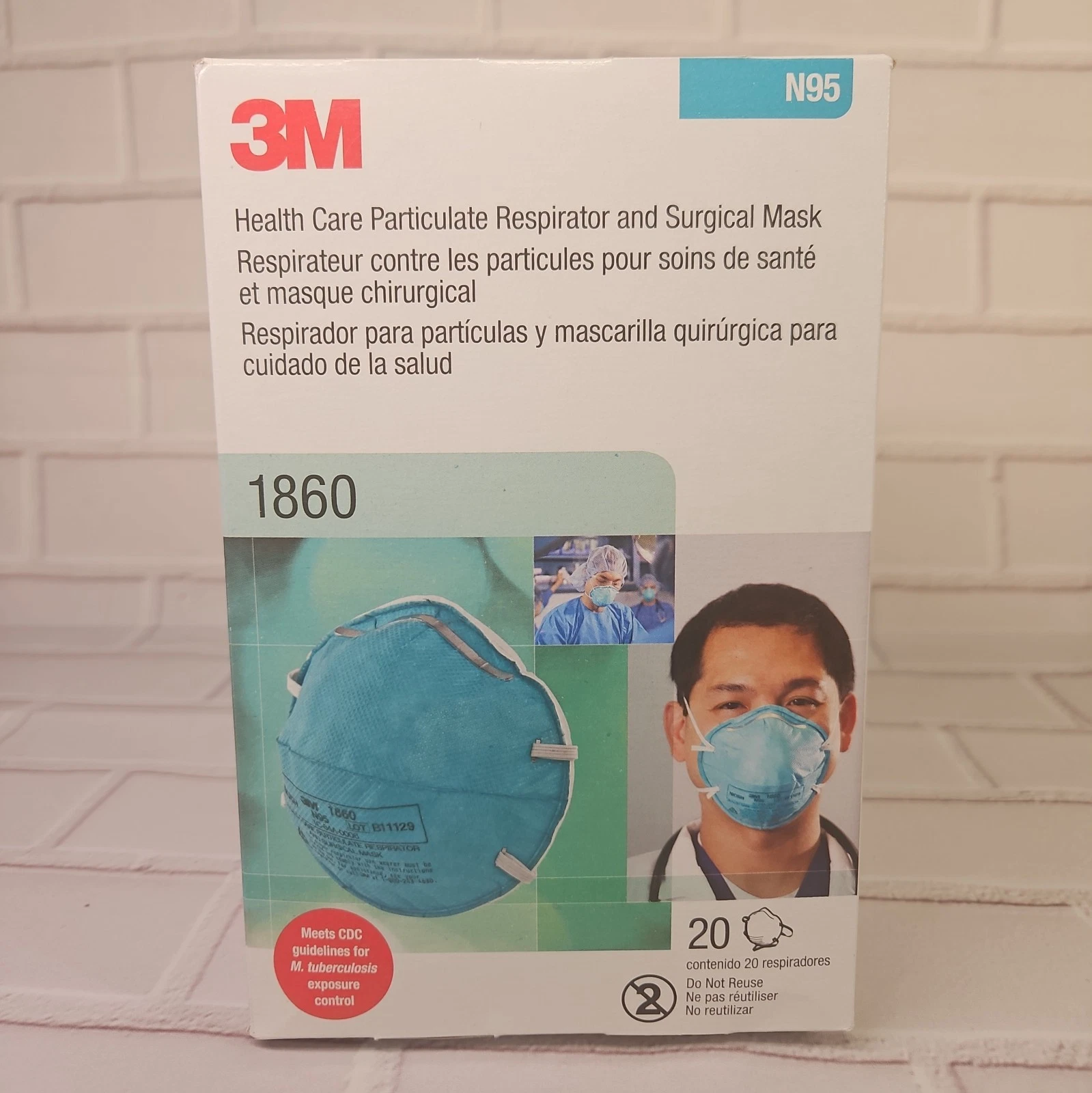3M™ 1860 N95 Adult Face Mask Particulate Respirator - QTY 20