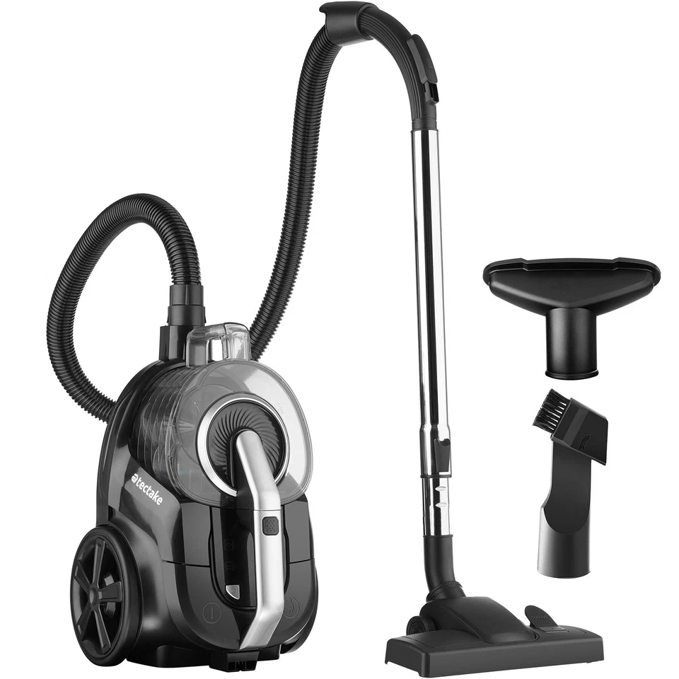 TECTAKE Staubsauger Beutellos Bodenstaubsauger Hartboden Teppich 900W HEPA-Filter