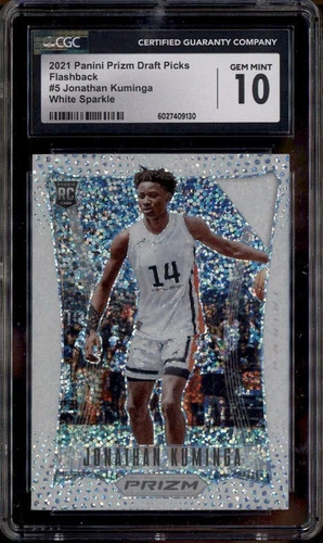2021 Panini Prizm Draft Picks White Sparkle #5 Jonathan Kuminga RC CGC 10