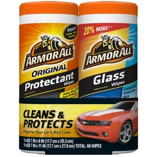 Armor All Car Cleaning Wipes Twin Pack Glass Protectant Interior Care 60 Count