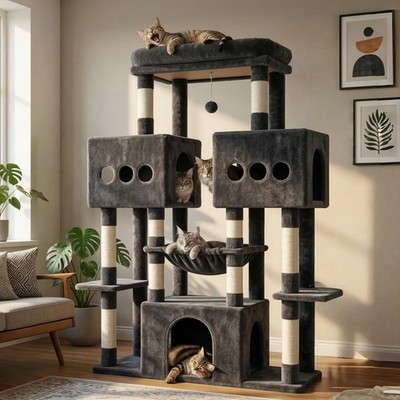 Hey-brother Cat Tree Tower, Large Sisal Scratching Posts with Big Platform, 3...